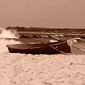 Fotki Darłówko 2006 #morze #łódka #łódź #plaża #sepia