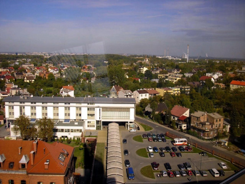 Łagiewniki. Widok na Kraków z wieży widokowej Bazyliki Miłosierdzia Bożego.