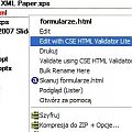 CSE HTML Validator Lite - menu podręczne myszy.