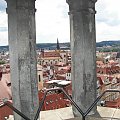 Widok z wieży ratuszowej na rynek Starego Miasta. #Praga #Rynek #Zegar #Ratusz #Miasto