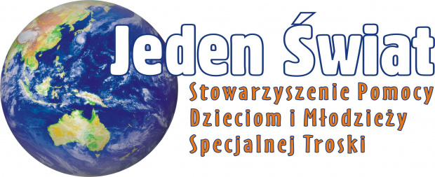 Logo Stowarzyszenia Pomocy Dzieciom i Młodzieży Specjalnej Troski JEDEN ŚWIAT, www.jedenswiat.org