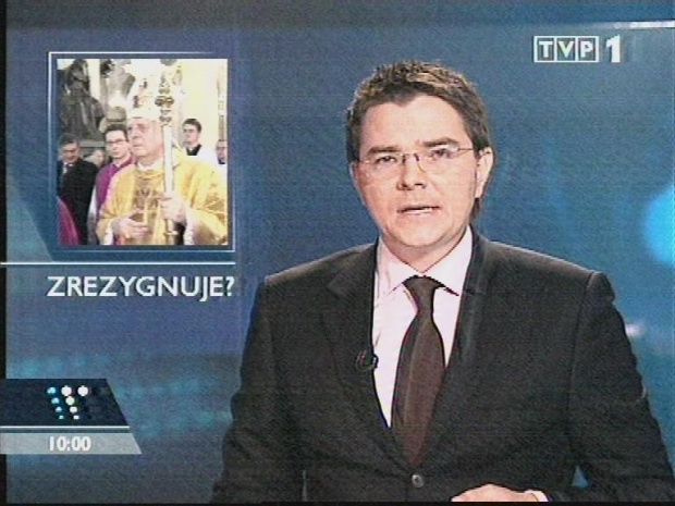 Specjalne wydanie "Wiadomości" TVP 7 stycznia 2007 roku - abp Stanisław Wielgus rezygnuje z urzędu metropolity warszawskiego, ingres zatrzymany. Prowadzi Marcin Leśkiewicz. www.TVPmaniak.pl