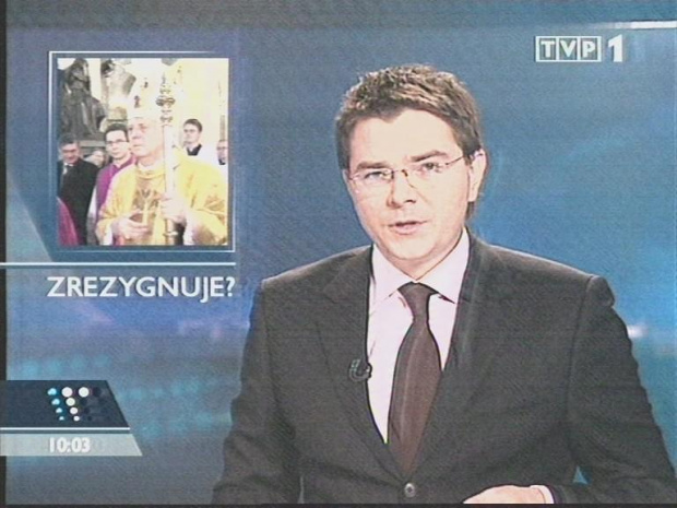 Specjalne wydanie "Wiadomości" TVP 7 stycznia 2007 roku - abp Stanisław Wielgus rezygnuje z urzędu metropolity warszawskiego, ingres zatrzymany. Prowadzi Marcin Leśkiewicz. www.TVPmaniak.pl