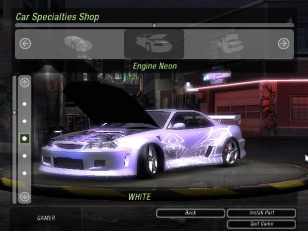 Mój Nissan SkyLine GT-R34 do Turnieju o mistrza kierownicy BayView w grze NFS Underground 2