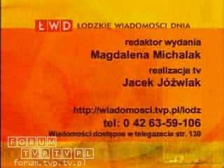 Nowe Łódzkie Wiadomości Dnia (ŁWD) - zakończenie, TVP3 Łódź. Więcej na: www.forum.tvp.tv.pl #Łódzkie #Wiadomości #Dnia #ŁWD #TVP3Łódź #TVPŁódź #Michalak #Kamińska #Madej #Lasota #Boruszczak