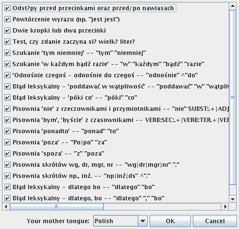 Błąd w LanguageTools