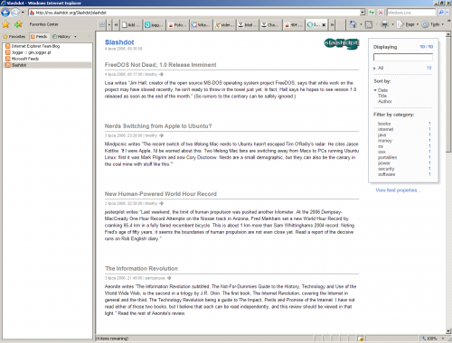 ie7 beta 3 rss feed