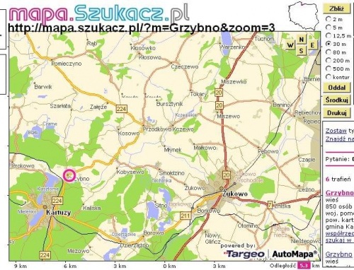 Mapka dojazdu do Grzybna koło Kartuz #MapaKaszuby