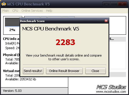 Wynik benchmark'u.