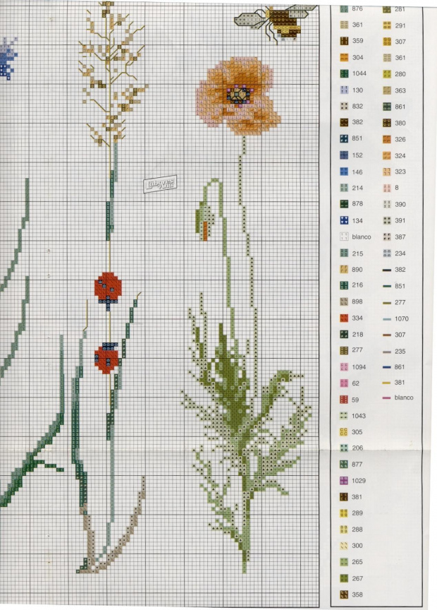 Схема вышивки полевые цветы схема